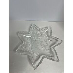 Mikasa Crystal Glass Star Angel Making Music Serving Platter 12.5 Inches